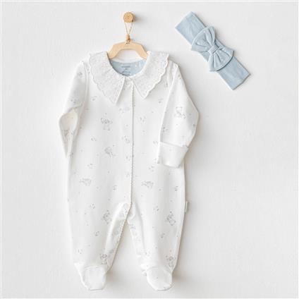 Kız Bebek Tulum Takim Romper Band Set Ac25644 Ekru 3 - 6 Ay