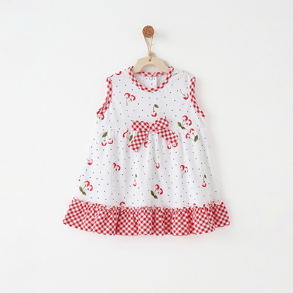 Andywawa AC26688 Cherry Chatty Elbise Ekru