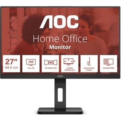 27 Aoc 27E3qaf Ips 4MS 75Mhz 1Xvga 1Xhdmı 1Xdp Fhd 1920X1080 Hoparlör Yükseklik Ayarı Çerçevesiz Pıvot Vesa Siyah