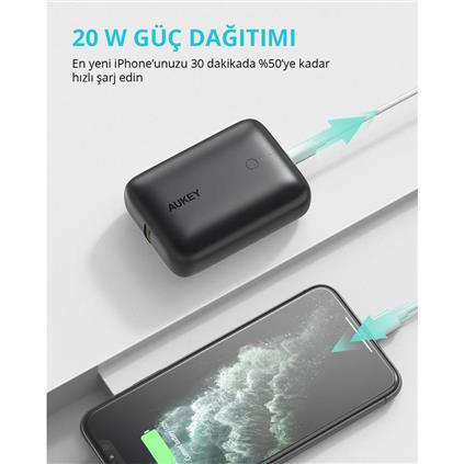 Aukey PB-N83S-BK 22.5W Scp 18W PD VE QC 3.0 10000 Mah PD Mini Type-C Powerbank
