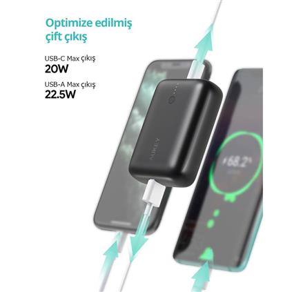 Aukey PB-N83S-BK 22.5W Scp 18W PD VE QC 3.0 10000 Mah PD Mini Type-C Powerbank