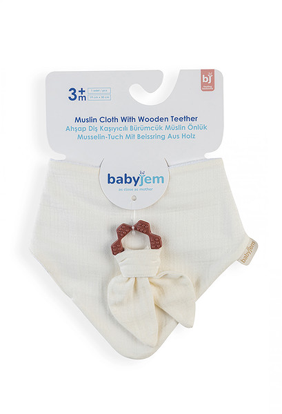 Babyjem Silikon Diş Kaşıyıcılı Müslin Önlük 736 Ekru