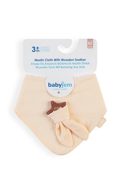 Babyjem Silikon Diş Kaşıyıcılı Müslin Önlük 736 Somon