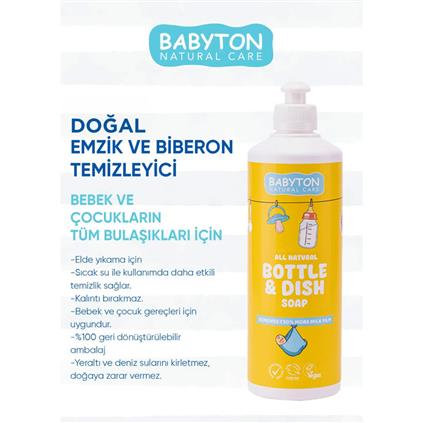 Babyton Doğal Emzik Ve Biberon Temizleyicisi Bitkisel Elde Bulaşık Sabunu 500 Ml