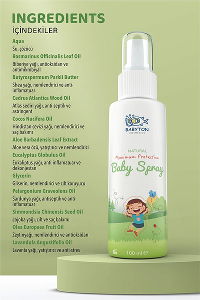 Babyton Organik Ve Doğal İçerikli Vücut Koruyucu Sprey