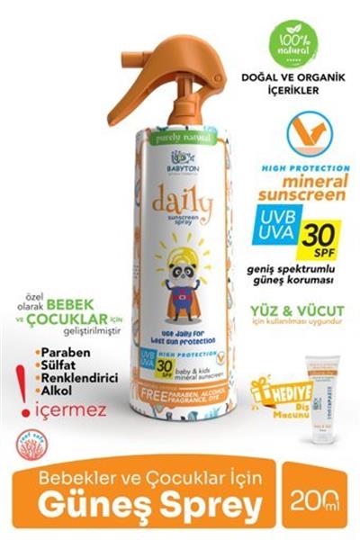 Babyton Bebek Ve Çocuklar İçin Günlük Güneş Koruyucu Sprey 200 Ml