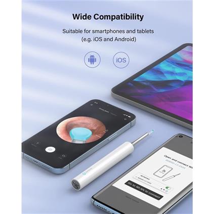 Bebırd T5 3MP Kamera 3.5MM Lens Şarjlı Wıfı Görüntülü Kulak Temizleyici Beyaz Renk