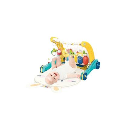 Bıb6015 -Vardem Piyanolu 2 İn 1 Bebek Yürüteci Ve Tavşan Desenli Mavi Oyun Halısı