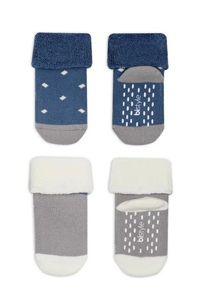 Bistyle 2Li Havlu Soket Kaymaz Point Boy 10506 İndigo Gri