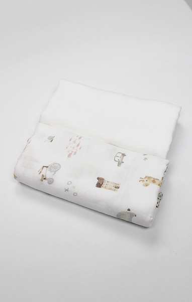Bistyle 2Li Müslin Battaniye In The Zoo Kutulu 70153 75X75cm Beyaz