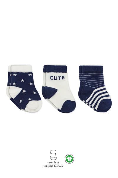 Bistyle 3Lü Penye Cute Stars Soket Çorap 10115 Lacivert