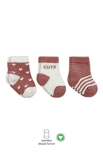 Bistyle 3Lü Penye Cute Stars Soket Çorap 10115 Pudra