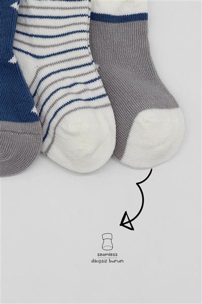 Bistyle 3'Lü Penye Erkek Soket Çorap 10111 İndigo