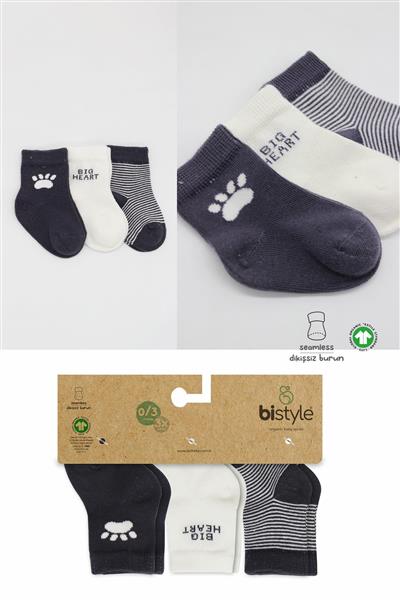 Bistyle 3'Lü Penye Soket Çorap 10110 Antrasit