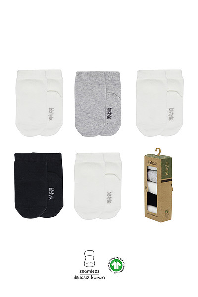 Bistyle 5'Li Penye Soket Kutulu Basic Çorap 10131 Gri
