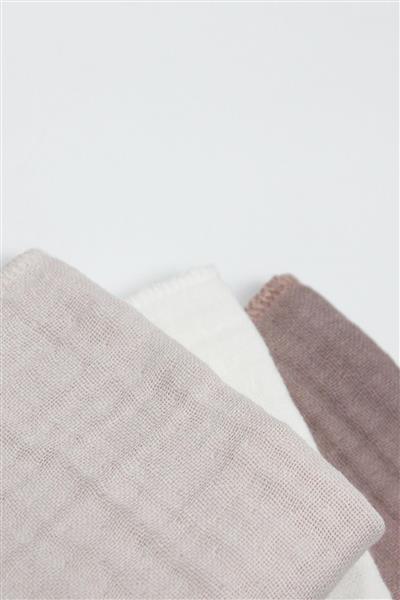 Bistyle 6'Lı Müslin Mendil 20X20 Cm 90106 Taş Ekru Antrasit