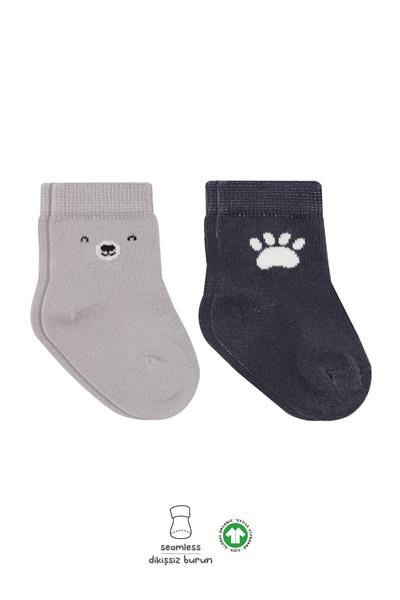Bistyle 2Li Bear Penye Soket Çorap 10116 Gri