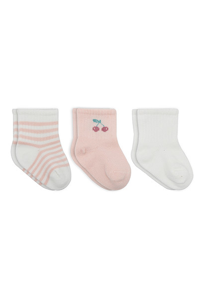 Bistyle Cherry Girl 3'Lü Penye Soket Çorap 10138 Ekru