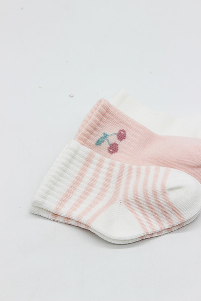 Bistyle Cherry Girl 3'Lü Penye Soket Çorap 10138 Ekru