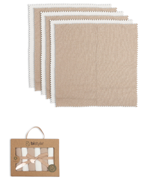 Bistyle Colours Kutulu 6Lı Penye Mendil 20X20 90161 Ekru Kahve