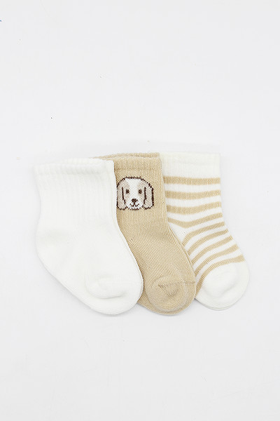 Bistyle Dog Boy 3'Lü Penye Soket Çorap 10134 Ekru
