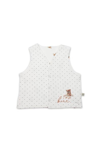Bistyle I Am So Bear Çift Taraflı Bebe Yelek 18103 Bej Ekru