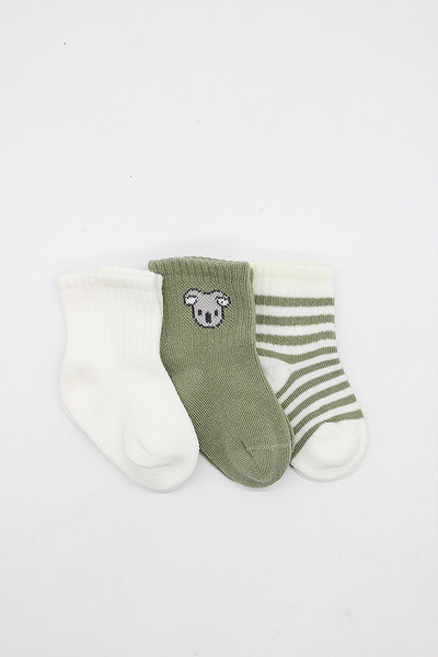 Bistyle Koala Boy 3'Lü Penye Soket Çorap 10133 Ekru