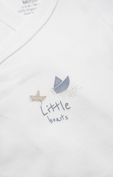 Bistyle Kruvaze Body Yarım Kol Little Boats 17152 Ekru