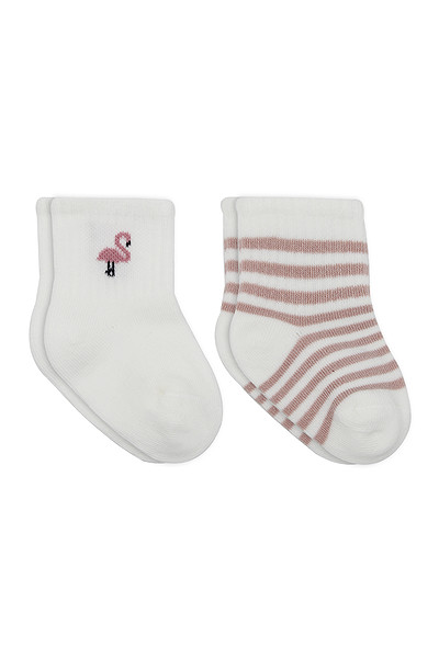 Bistyle Little Girl Penye Soket Çorap 2Li 10139 Ekru Lila