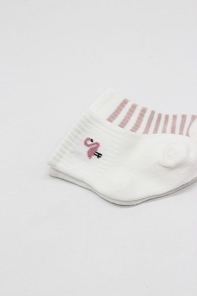Bistyle Little Girl Penye Soket Çorap 2Li 10139 Ekru Lila