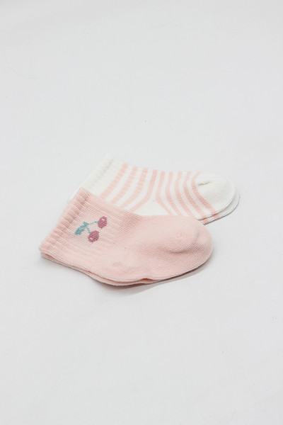 Bistyle Little Girl Penye Soket Çorap 2Li 10139 Pembe Ekru
