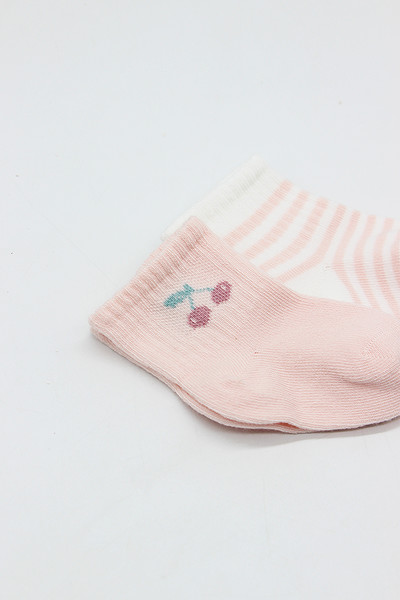 Bistyle Little Girl Penye Soket Çorap 2Li 10139 Pembe Ekru