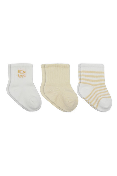 Bistyle Little Love Girl 3'Lü Penye Soket Çorap 10137 Ekru