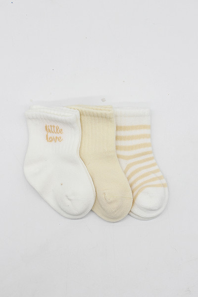 Bistyle Little Love Girl 3'Lü Penye Soket Çorap 10137 Ekru