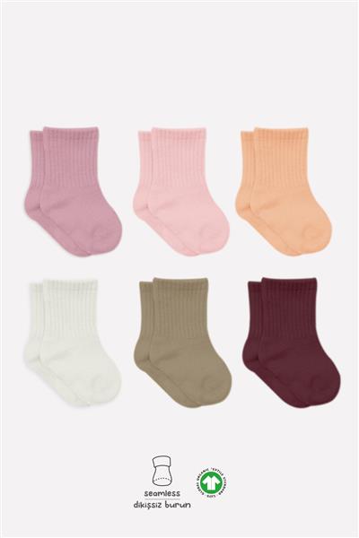 Bistyle Mix Penye Soket Çorap 6'Lı BS10101M Gül Kurusu
