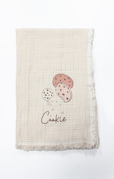 Bistyle Müslin Battaniye 100X200  Cookies Make Happy 70158 Ekru