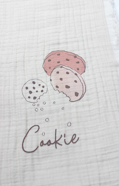 Bistyle Müslin Battaniye 100X200  Cookies Make Happy 70158 Ekru
