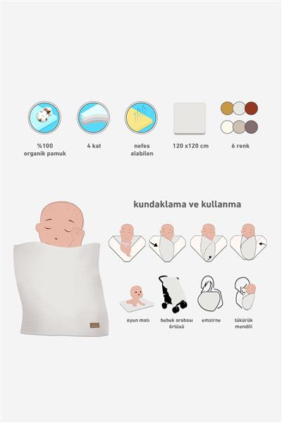 Bistyle Müslin Battaniye 120X120 Cm 70101 Taş