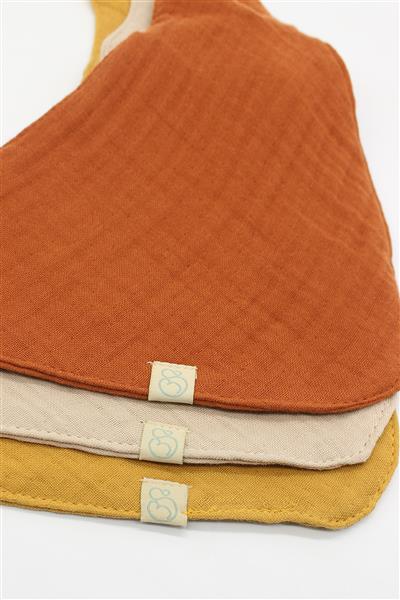 Bistyle Müslin Fular Önlük 3'Lü BS60102 Kiremit Bej Hardal