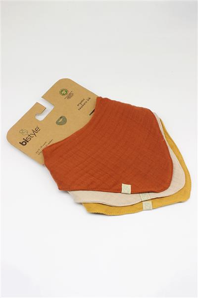 Bistyle Müslin Fular Önlük 3'Lü BS60102 Kiremit Bej Hardal