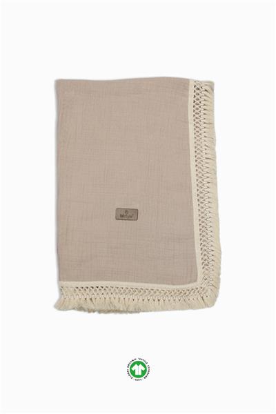 Bistyle Organik Müslin 80X90 Fistolu Battaniye 70112 Bej