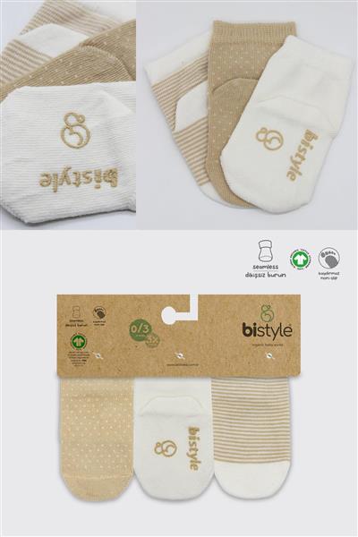 Bistyle 3Lü Puanlı Kaymaz Penye Soket Çorap 10108 Bej