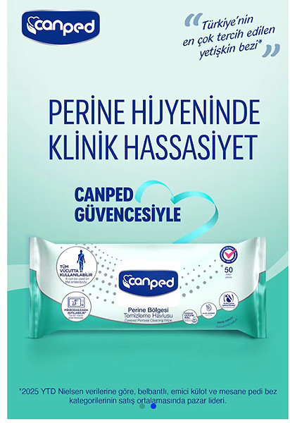 Canped Perine Bölgesi Vücut Temizleme Havlusu 50'Li