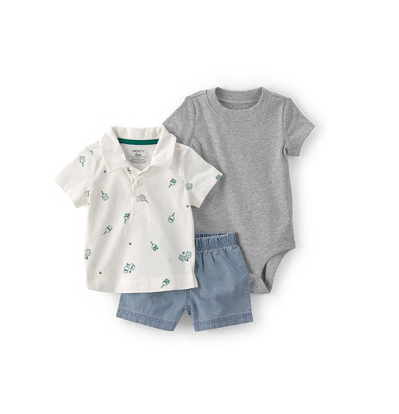 Carters Erkek Bebek Body Şort Set 1U533910 Bej