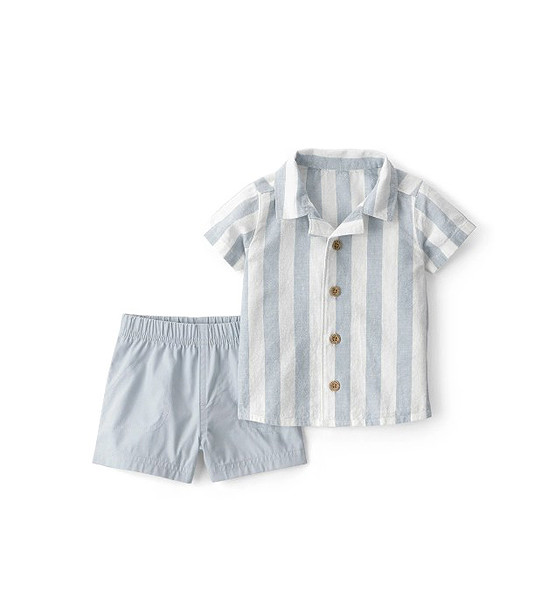 Carters Erkek Bebek Gömlek Şort Set 1U546710 Mavi