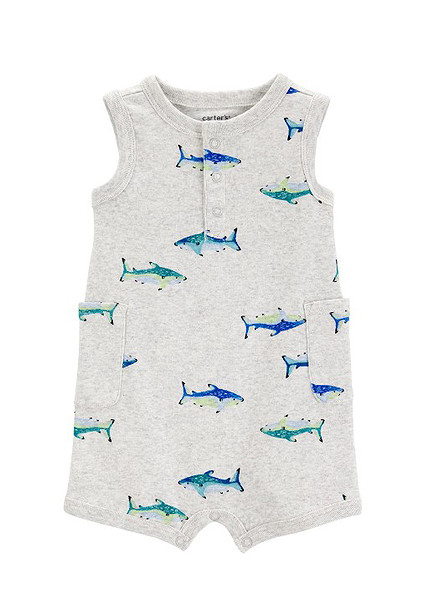Carters Erkek Bebek Kısa Tulum 1S475110 Gri