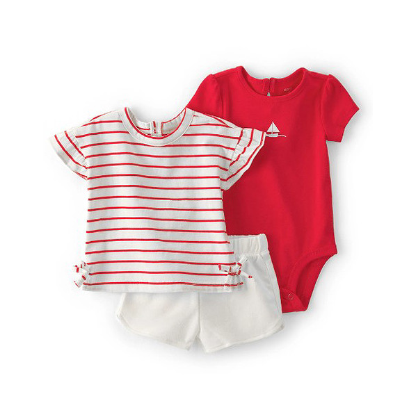 Carters Kız Bebek Body Şort Set 1U528810 Kırmızı