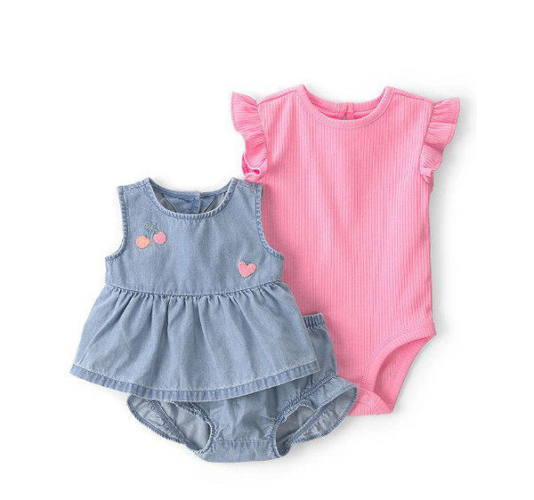 Carters Kız Bebek Body Şort Set 1U529310 Mavi