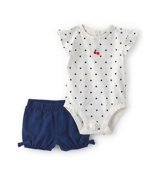 Carters Kız Bebek Body Şort Set 1U564310 Mavi