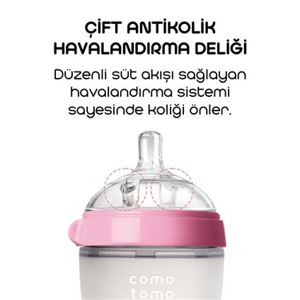 Comotomo Antikolik Silikon Biberon 150 Ml 0-3 Ay Pembe